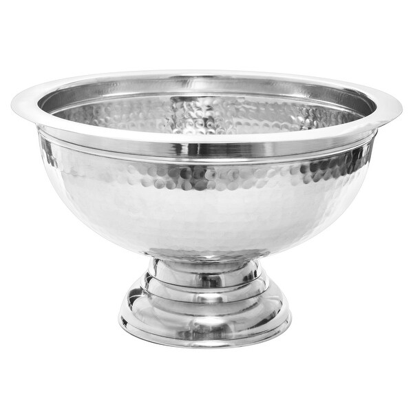 15-inch Hammered Aluminum Pedestal Punchbowl