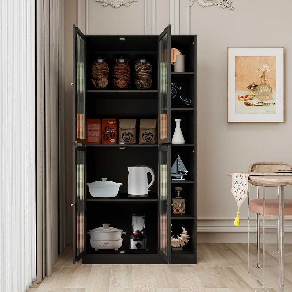 Tall Kitchen Pantry Cabinet with Doors and Adjustable Shelves