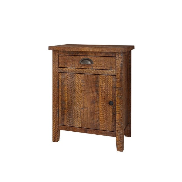 Natural Wood 1-Drawer Nightstand Bedside Cabinet for Bedroom - - 35893512