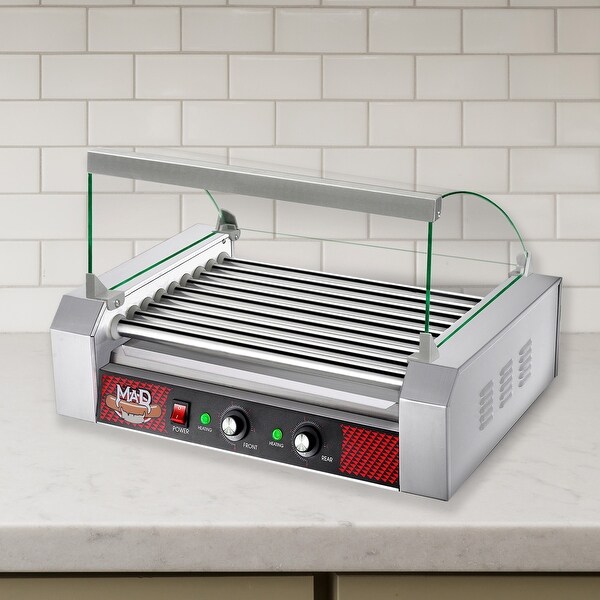 9 Roller Hot Dog Machine with Tempered Glass Cover by Great Northern Popcorn