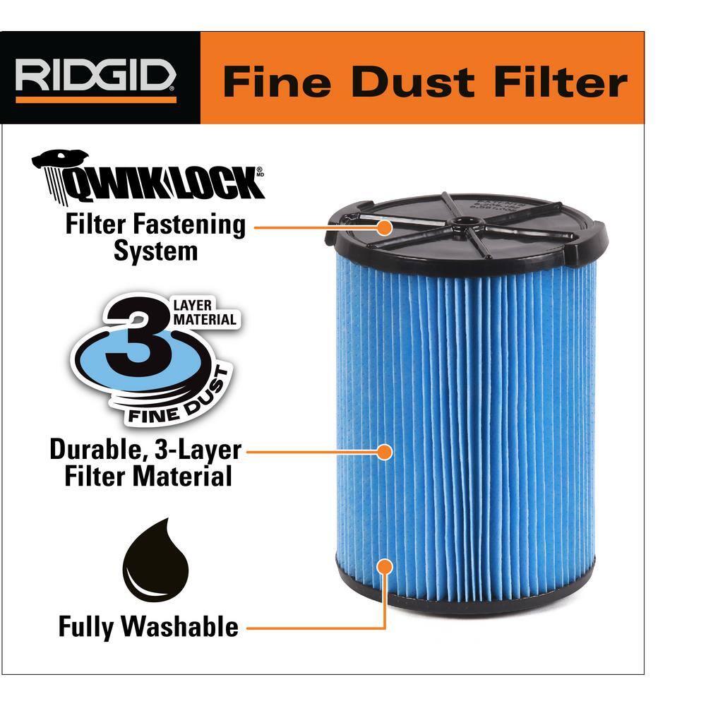 RIDGID 3-Layer Fine Dust Pleated Paper Filter for Most 5 Gallon and Larger RIDGID WetDry Shop Vacuums (4-Pack) VF5200A