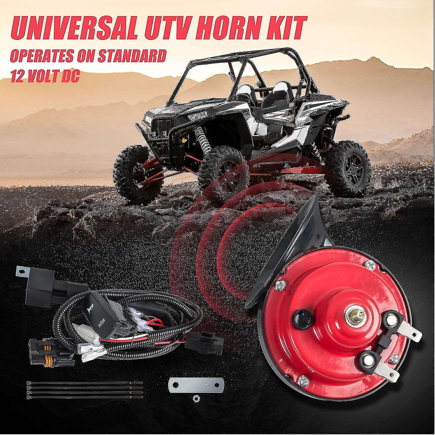 Utv Atv Universal 12v Horn Kit W/ Rocker Switch For Rzr 800 Xp Can-am X3 For Cf