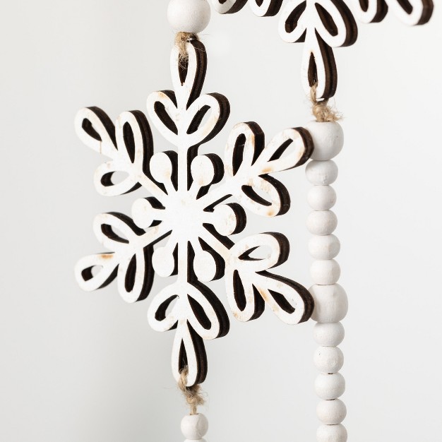 Dangling Snowflake Garland White 55 5 quot h Wood