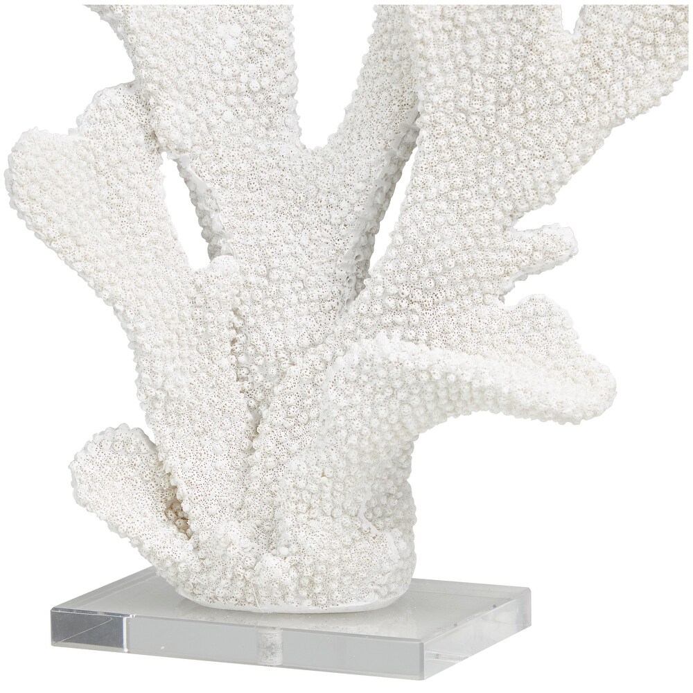 White Polystone Tall Textured Coral Sculpture with Clear Acrylic Base