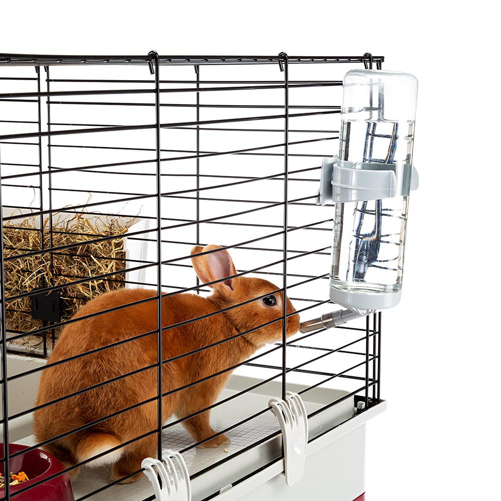 Ferplast Krolik XL Rabbit Cage 140 (Includes Wire Hutch) | 55.9L x 23.62W x 19.7H inches | Burgundy and Cream