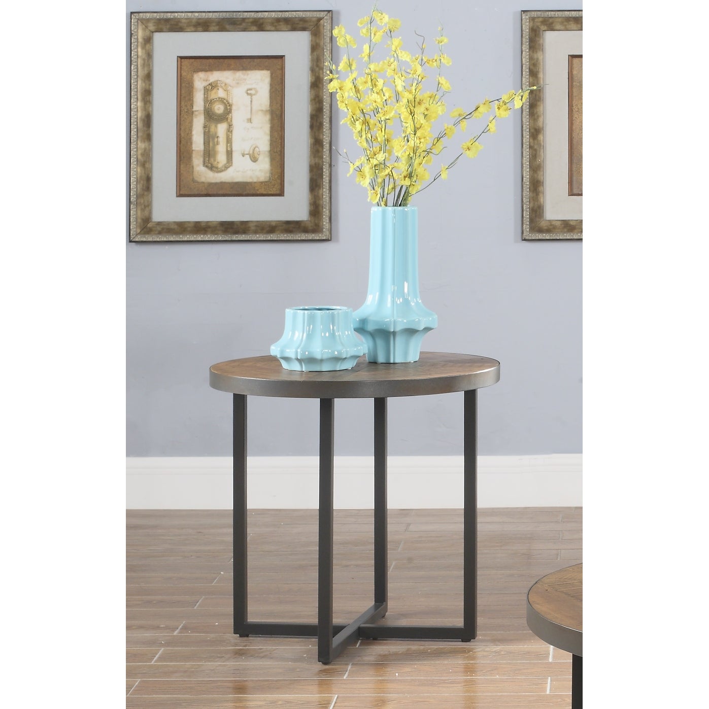 Carbon Loft Moscovitz Rustic Poplar Round End Table