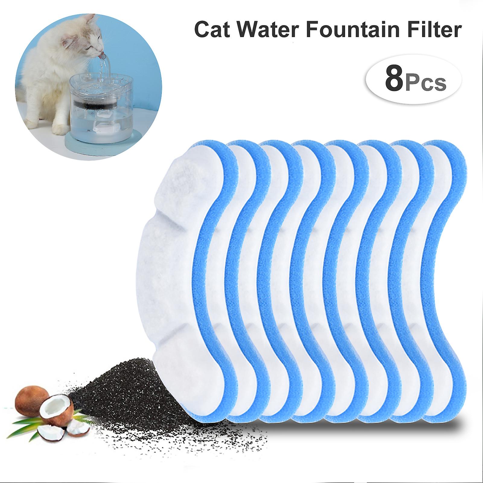 8pcs Filters For 61oz/1.8l Transparent Cat Water Fountain Filters Pet Fountain Activated Carbon Filter Replacement Filter For Cat Fountain Blue