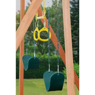 Creative Cedar Designs Trailside Complete Wood Swing Set with Multi-Color Playset Accessories 3800