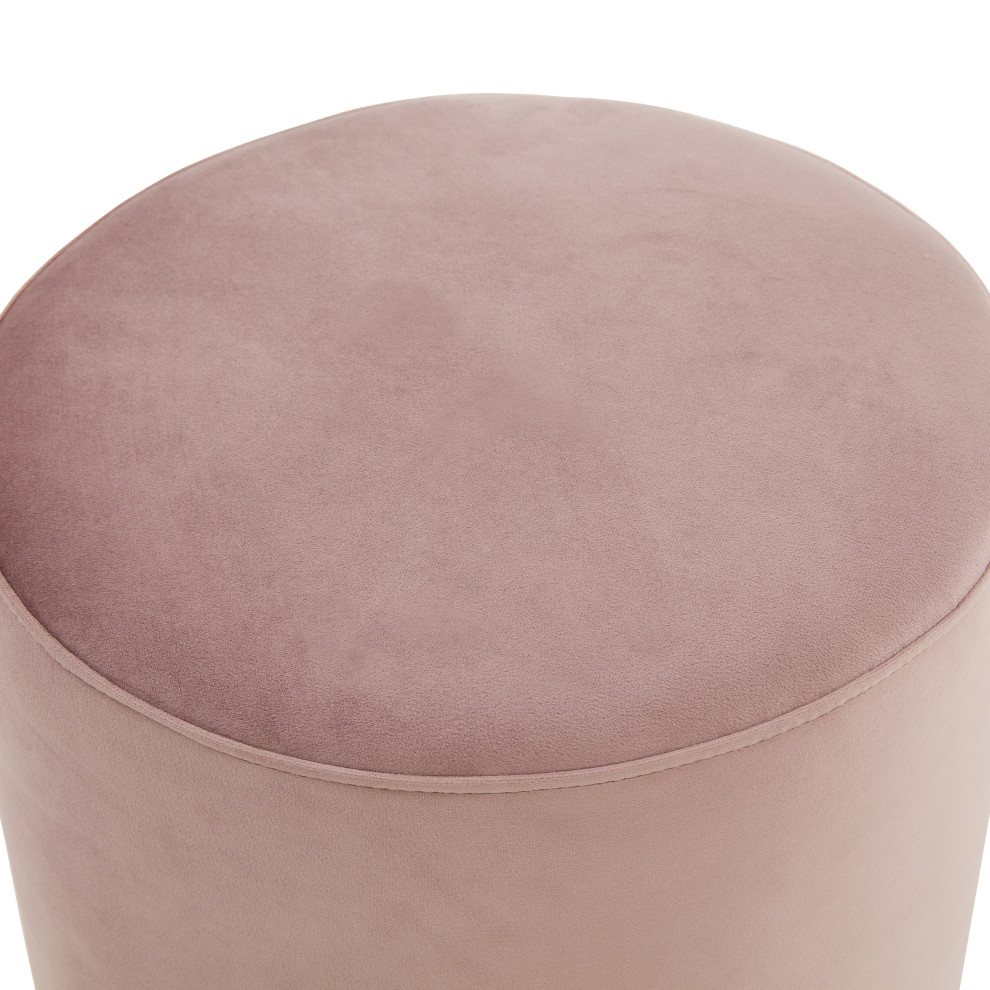 Remmey 16 quotModern Round Velvet Vanity Ottoman   Contemporary   Footstools And Ottomans   by LeisureMod  Houzz