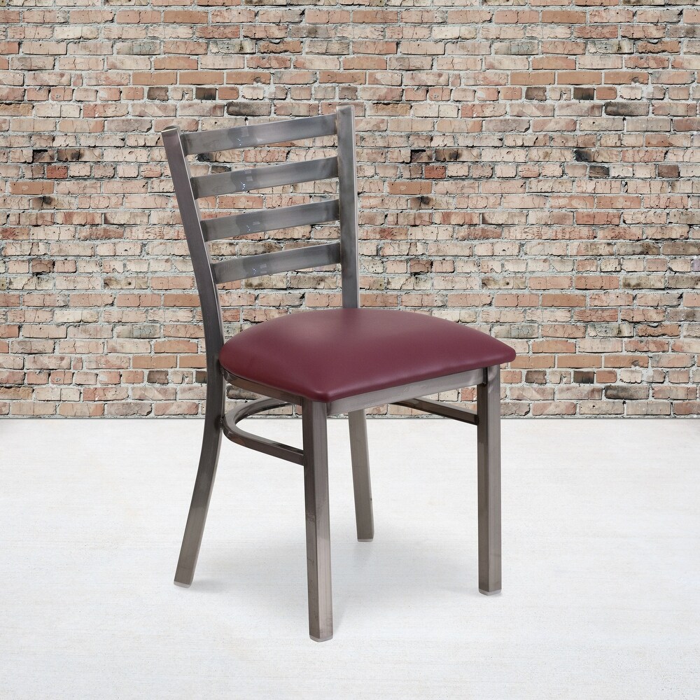 Clear Coated Ladder Back Metal Restaurant Chair   16.5\