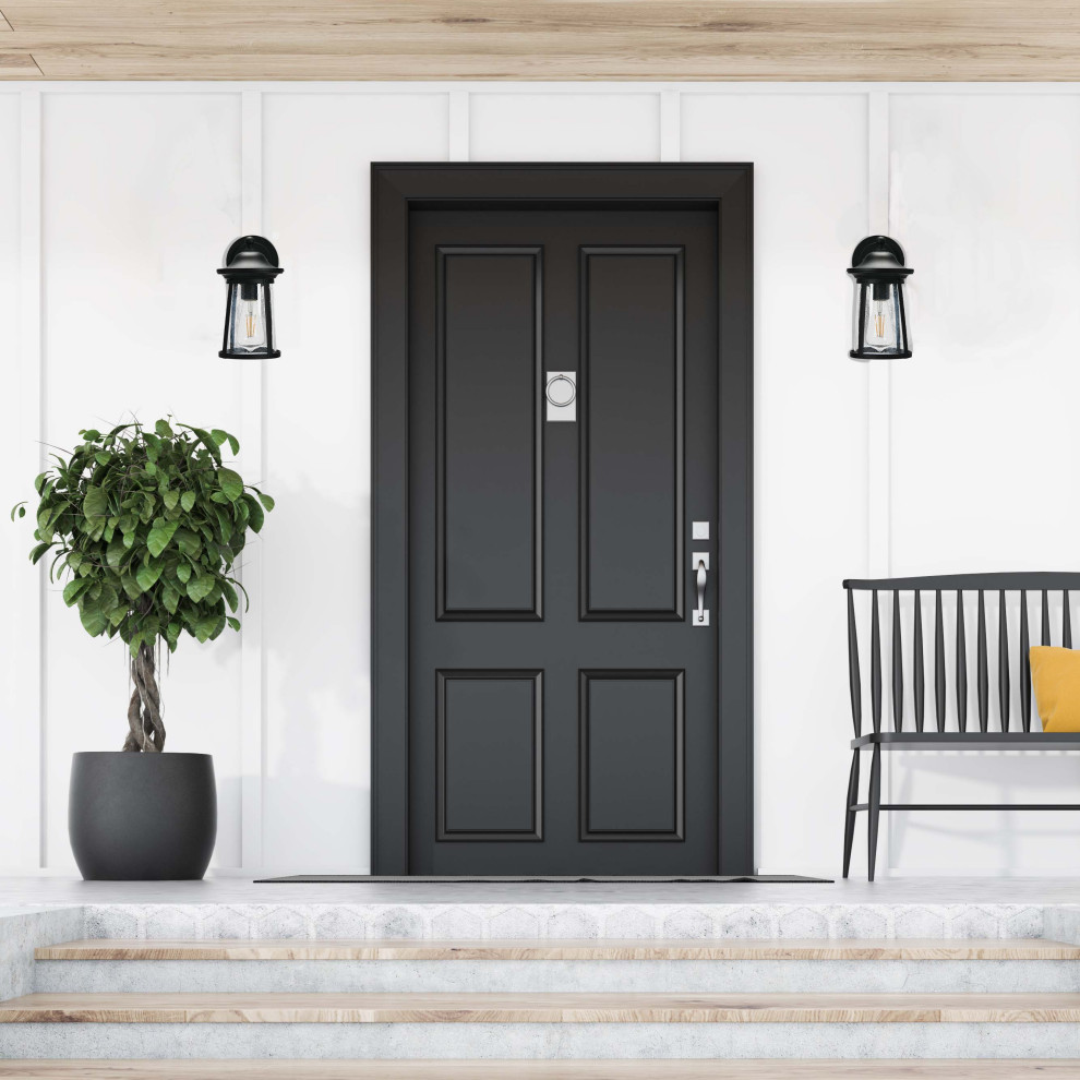 Robert Stevenson Lighting Portside Seedy Glass Outdoor Light  Matte Black   Transitional   Outdoor Wall Lights And Sconces   by Creative Co op  Houzz