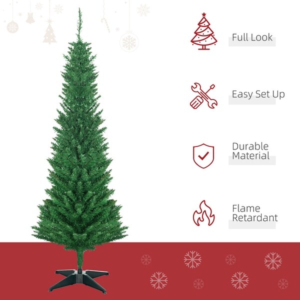 5FT Artificial Pencil Christmas Tree with 294 Realistic Branch Tips and Plastic Stand