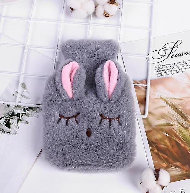 Reusable Winter Warm Heat Hand Warmer Pvc Stress Pain Relief Therapy Hot Water Bottle Bag With Knitted Soft Rabbit Cozy Cover