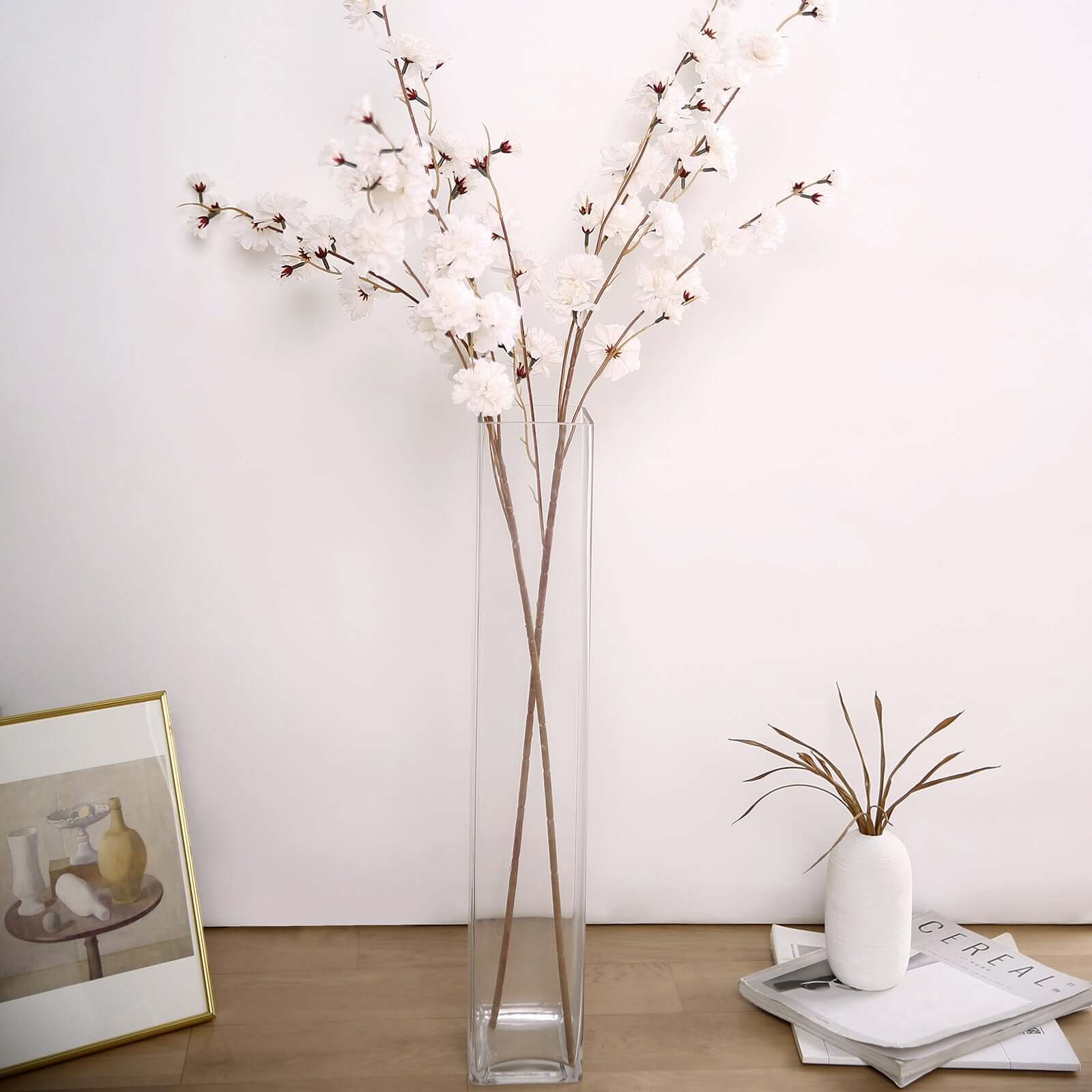 2 Branches Ivory Artificial Silk Carnation Flower Stems 42