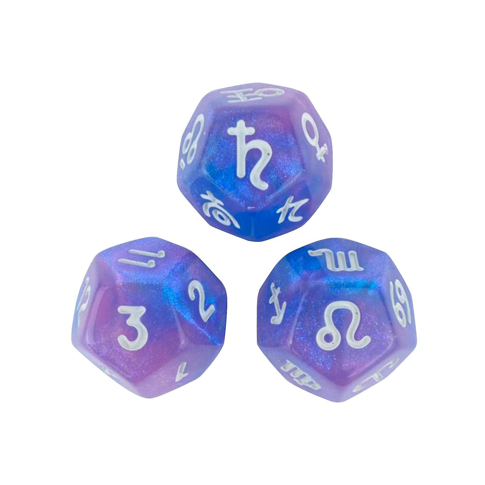 3x Polyhedral Dice Multi Sided Dices Constellation Dice For Family Gathering Style A