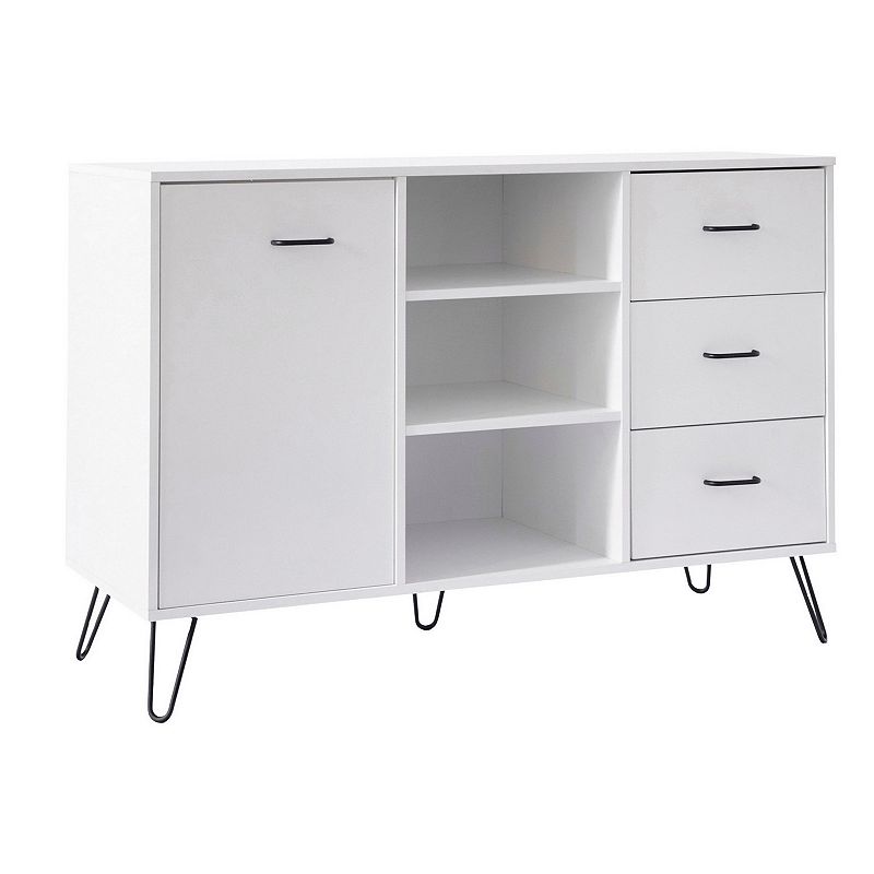 49 Inch Sideboard Buffet Console Cabinet with 3 Drawers， White