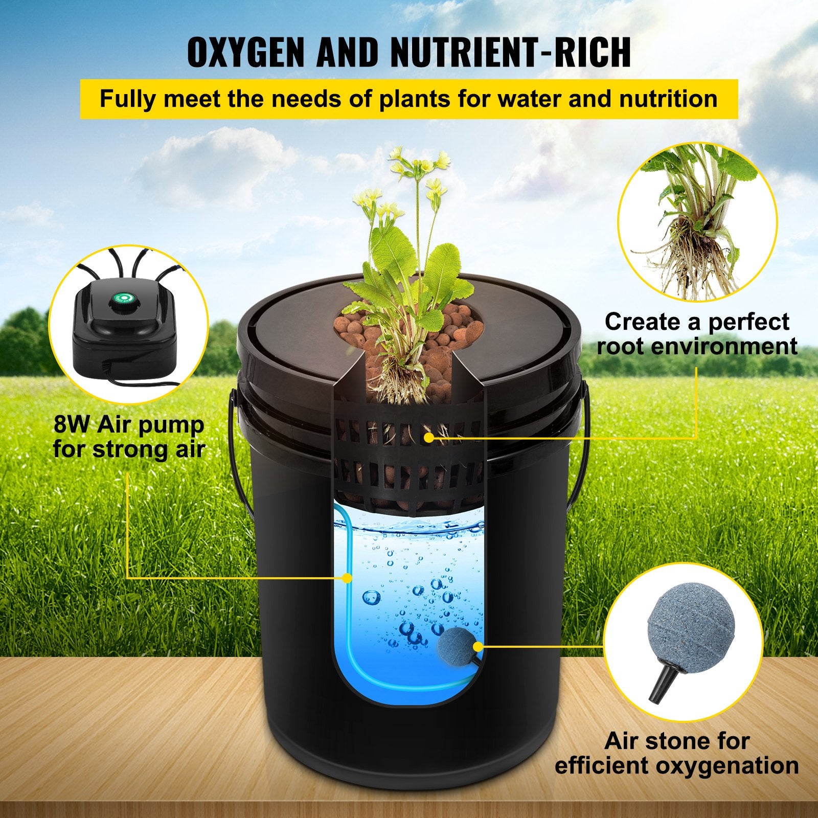 5-Gallon 5-Bucket DWC Hydroponic System for Deep Water Culture