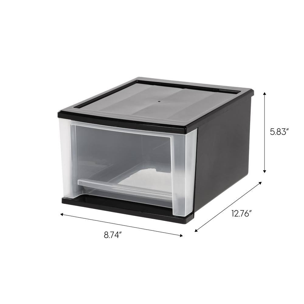 IRIS 17 Qt. Stacking Storage Bin in Black 129805