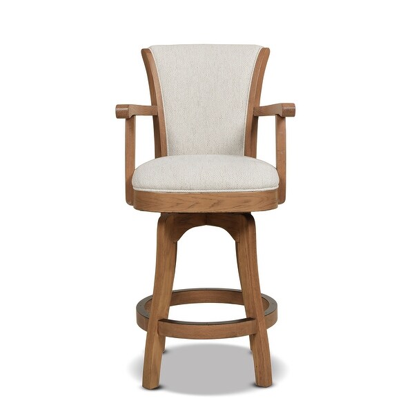 Williams Oak Wood Swivel Bar Stool and Counter Stool with Armrests