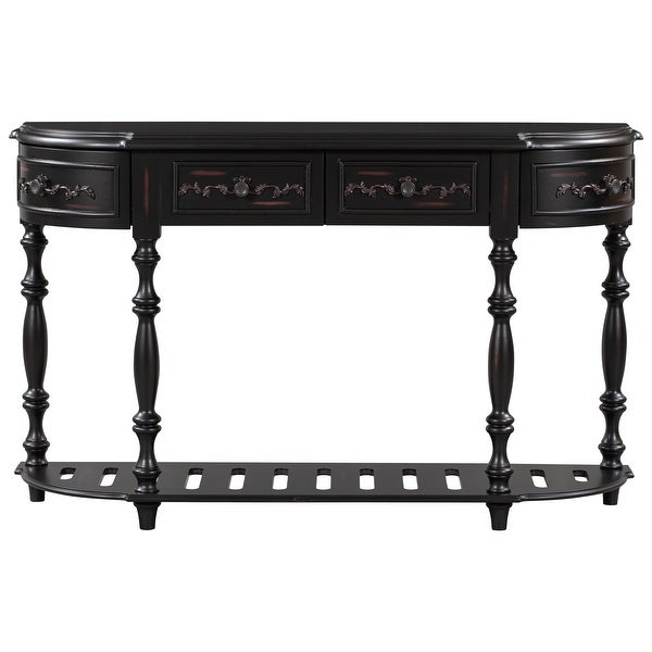 52'' Curved Console Table Sofa Table Entryway Table with 4 Drawers and 1 Shelf