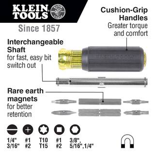 Klein Tools 11-in-1 Magnetic Multi Bit Screwdriver  Nut Driver 32500MAG