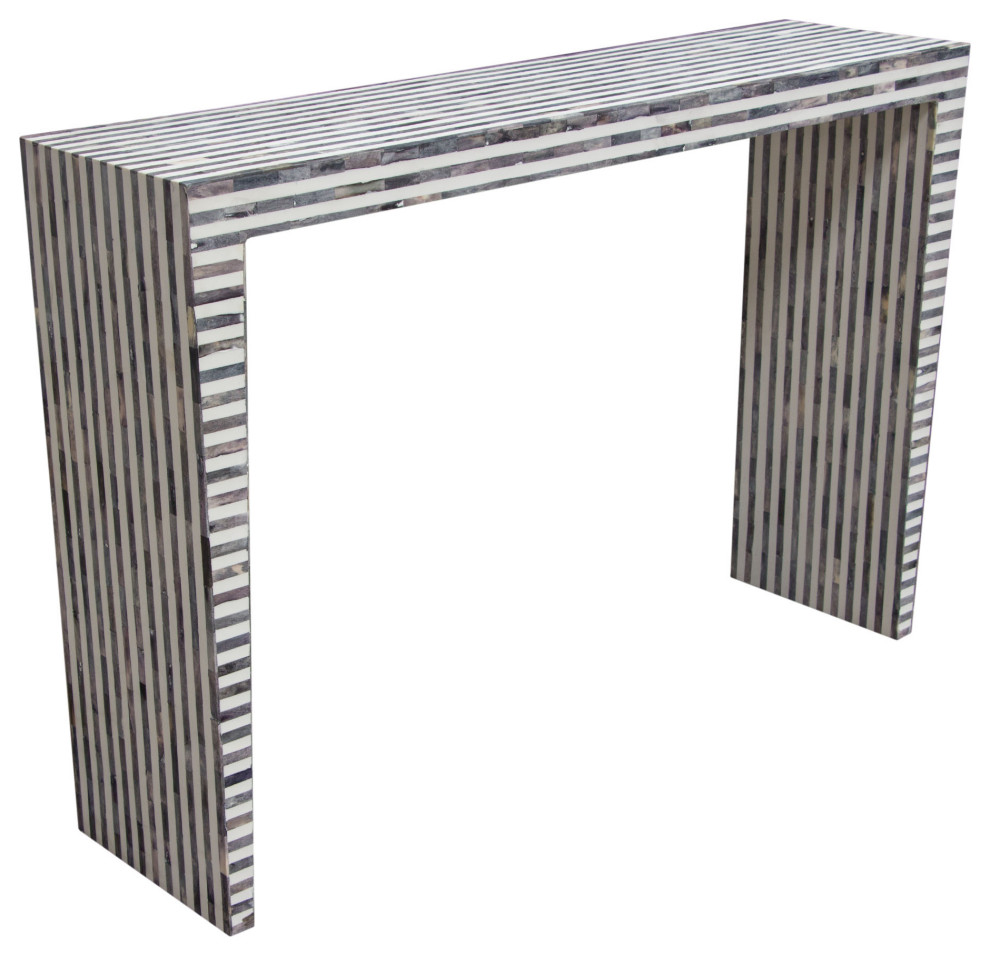 Mosaic Console Table With Bone Inlay  Linear Pattern   Contemporary   Console Tables   by VirVentures  Houzz