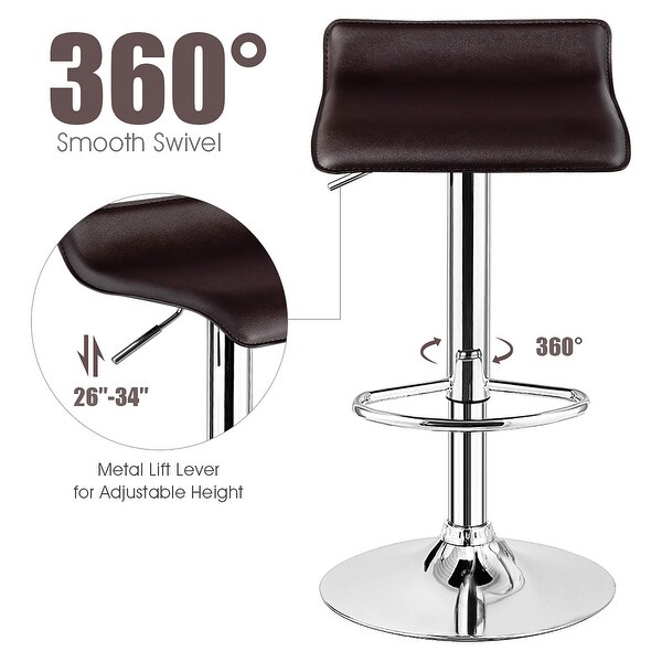 2PCS Swivel Bar Stool Set with Adjustable Height and PU Leather Seat