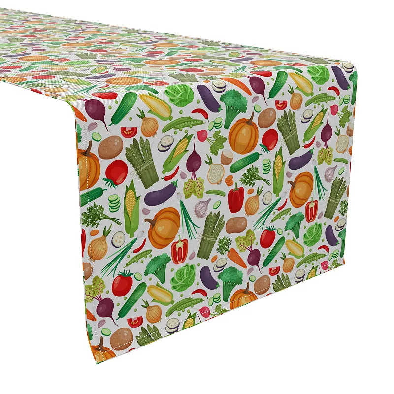 Table Runner， 100% Cotton， 16x90， Vegetable Market