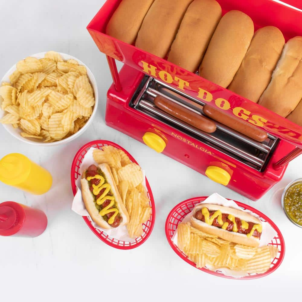 Nostalgia Hot Dog Roller and Bun Warmer, 8-Hot Dog and 6-Bun Capacity NHDR8RY