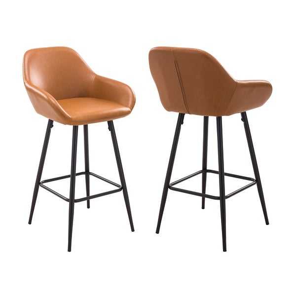 Willow Upholstered Vintage 26in Bar Stool with Metal Legs (SET OF2)