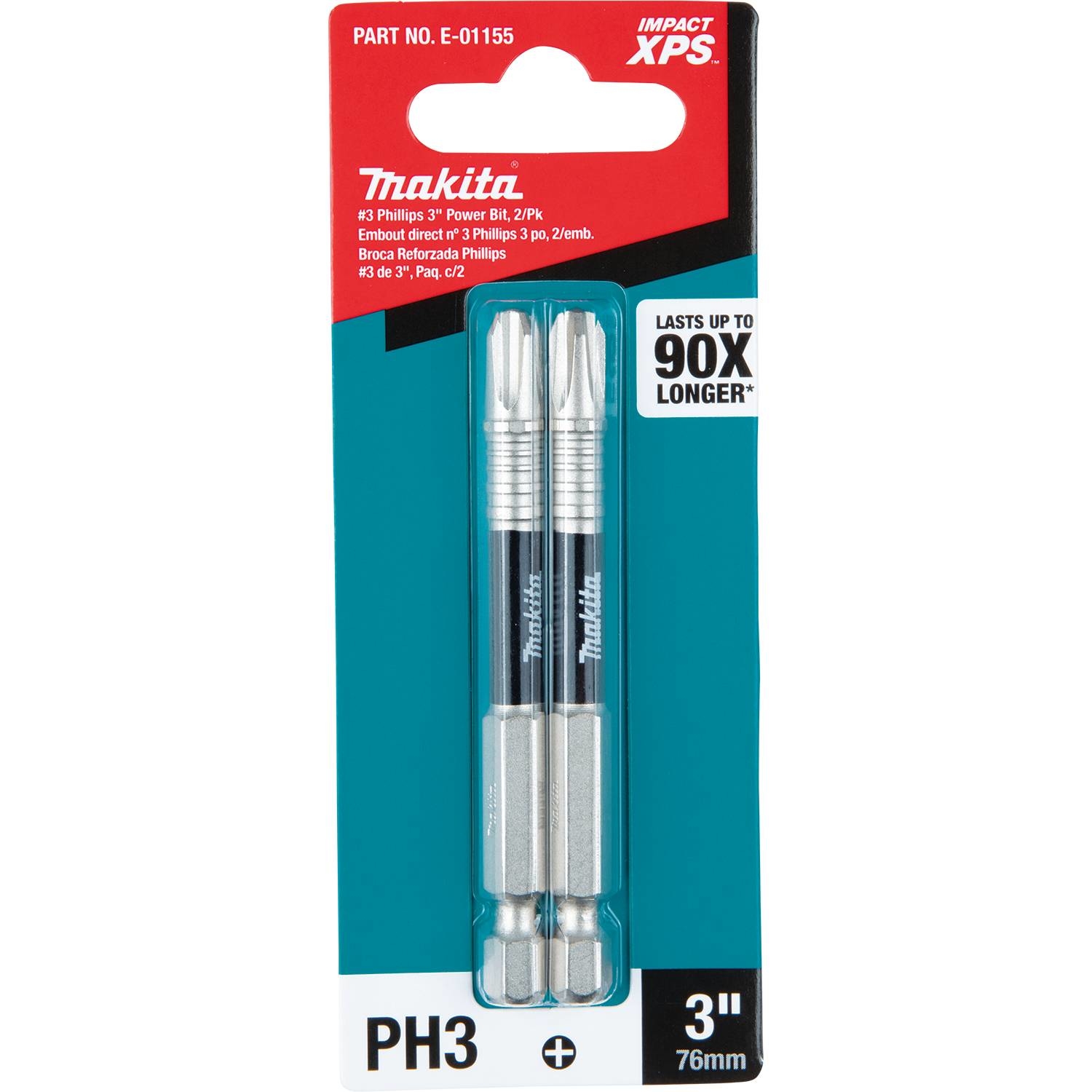 Makita Impact XPS Phillips #3 X 3 in. L Power Bit Steel 2 pk