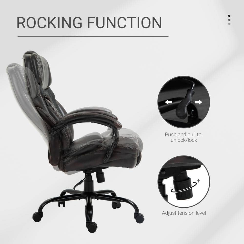 Vinsetto Brown, Big and Tall Ergonomic Executive Office Chair High Back Adjustable Computer Task Chair Swivel PU Leather 921-462