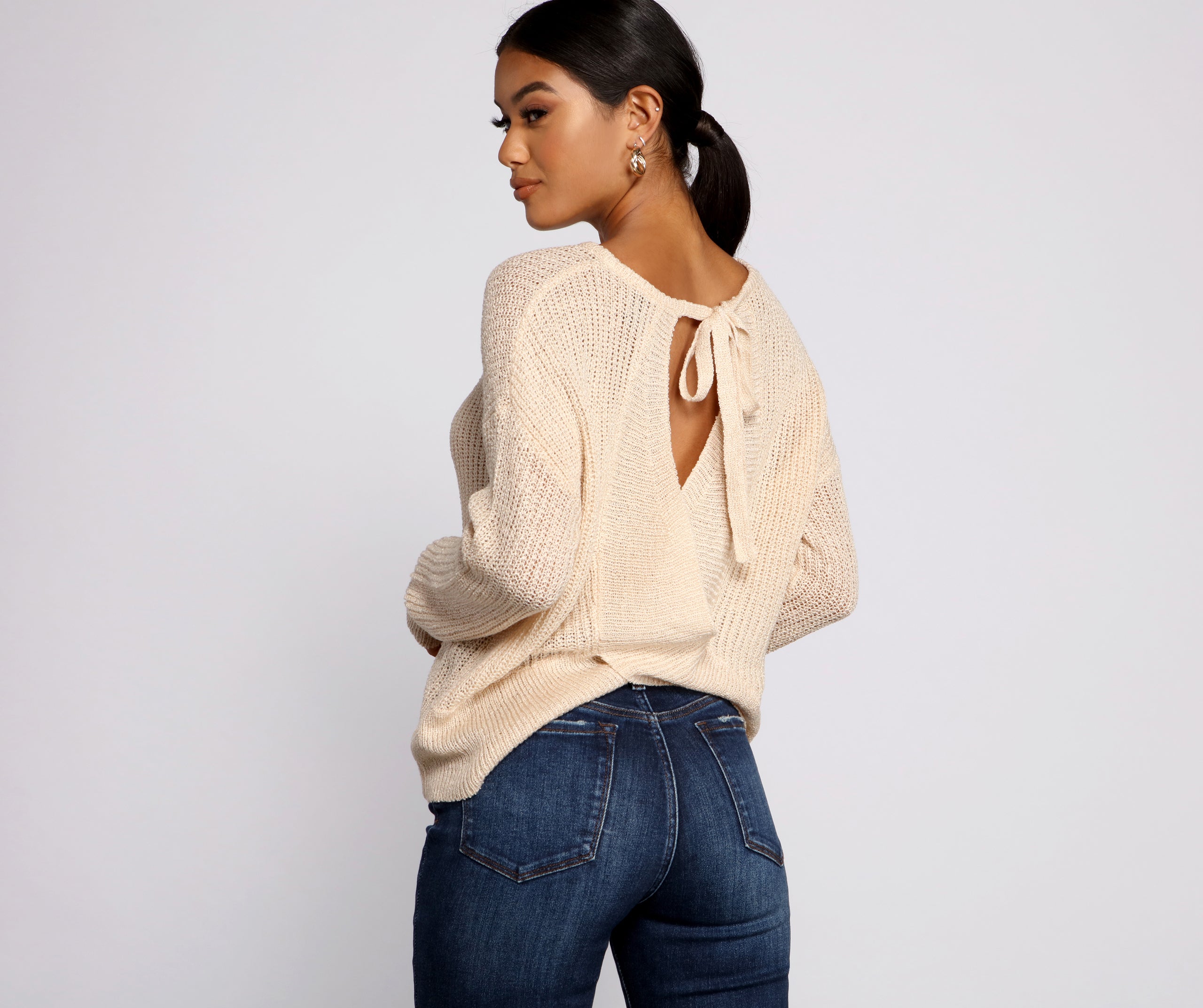 Loving Knit Basic Open Back Sweater