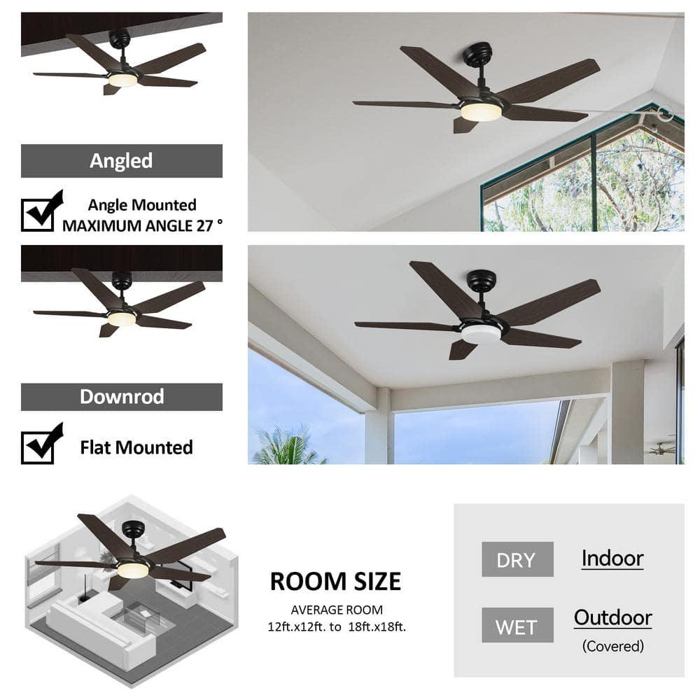 CARRO Voyager 52 in Dimmable LED IndoorOutdoor Black Smart Ceiling Fan with Light and Remote Works wAlexaGoogle Home