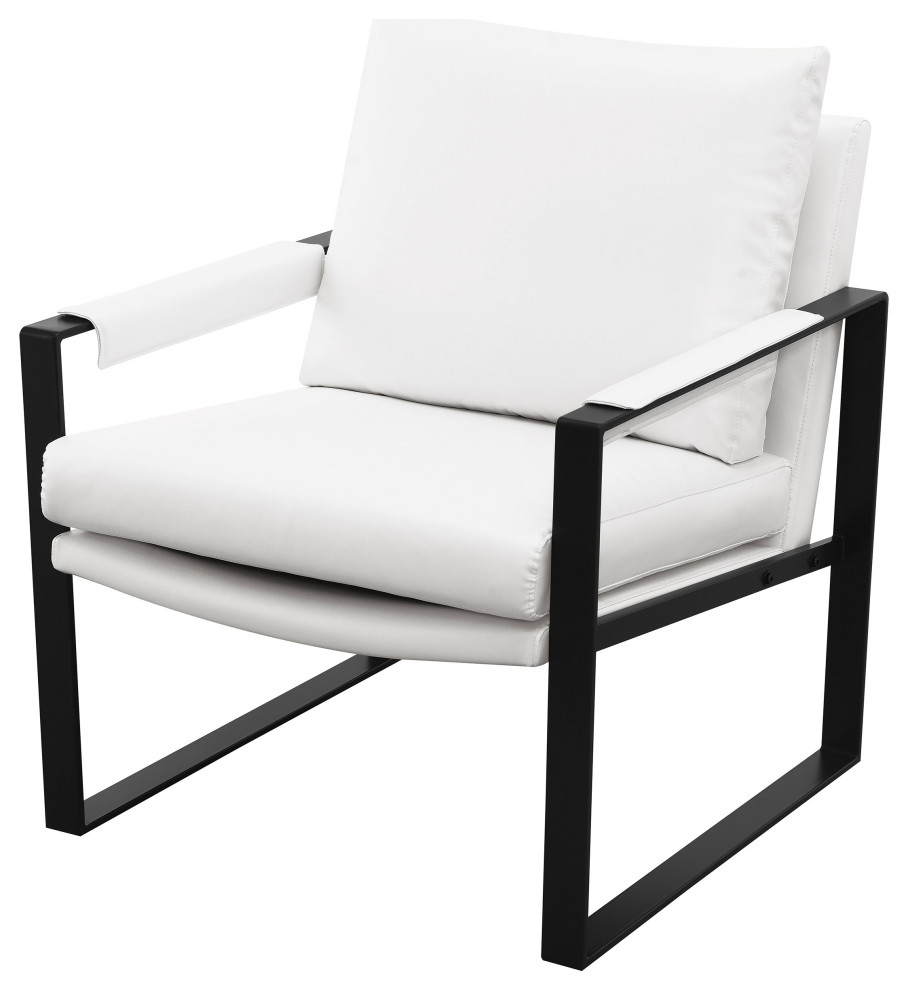 Rosalind Upholstered Track Arms Accent Chair White and Gummetal   Modern   Armchairs And Accent Chairs   by Modon  Houzz