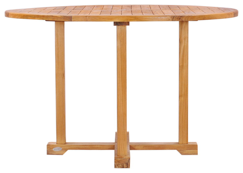 Teak Wood Hatteras Small Round Outdoor Patio Dining Table  39 quot  Transitional   Outdoor Dining Tables   by Chic Teak  Houzz