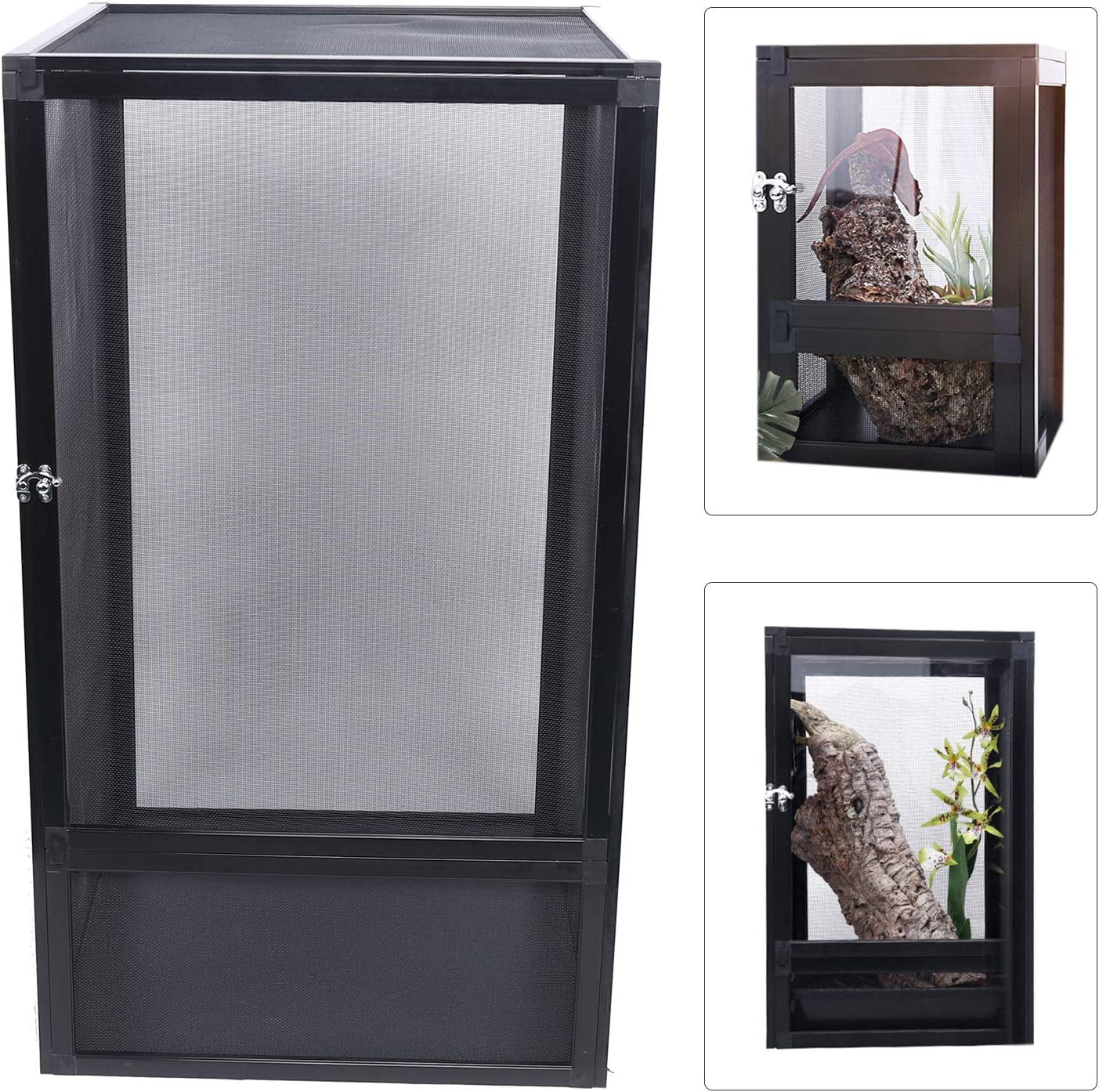 Miumaeov Climbing Pet Breeding Cage， 360 Degree Panoramic Mesh Aluminum Alloy Acrylic Observation Window Transparent Reptile Breeding Box Reptile Tank for Frog Lizard Snake Turtle