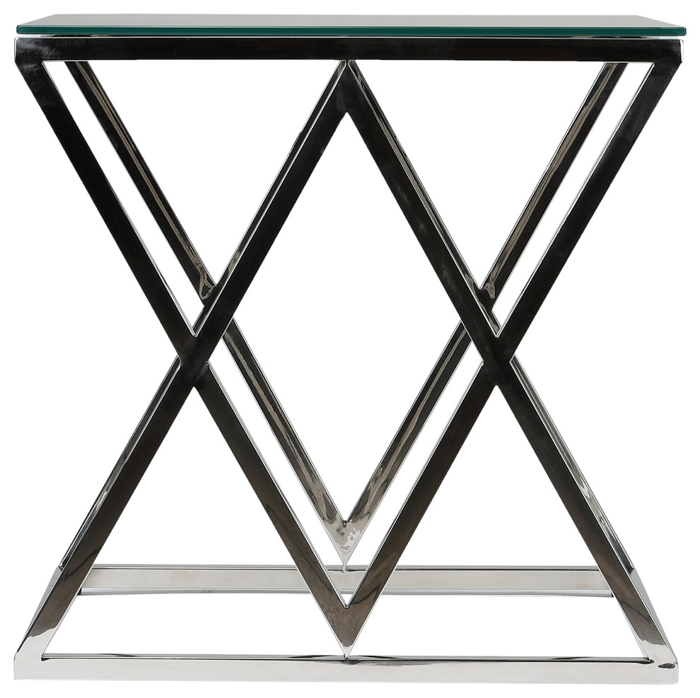 Cortesi Home Gwen Contemporary Glass End Table   Contemporary   Side Tables And End Tables   by CozyStreet  Houzz