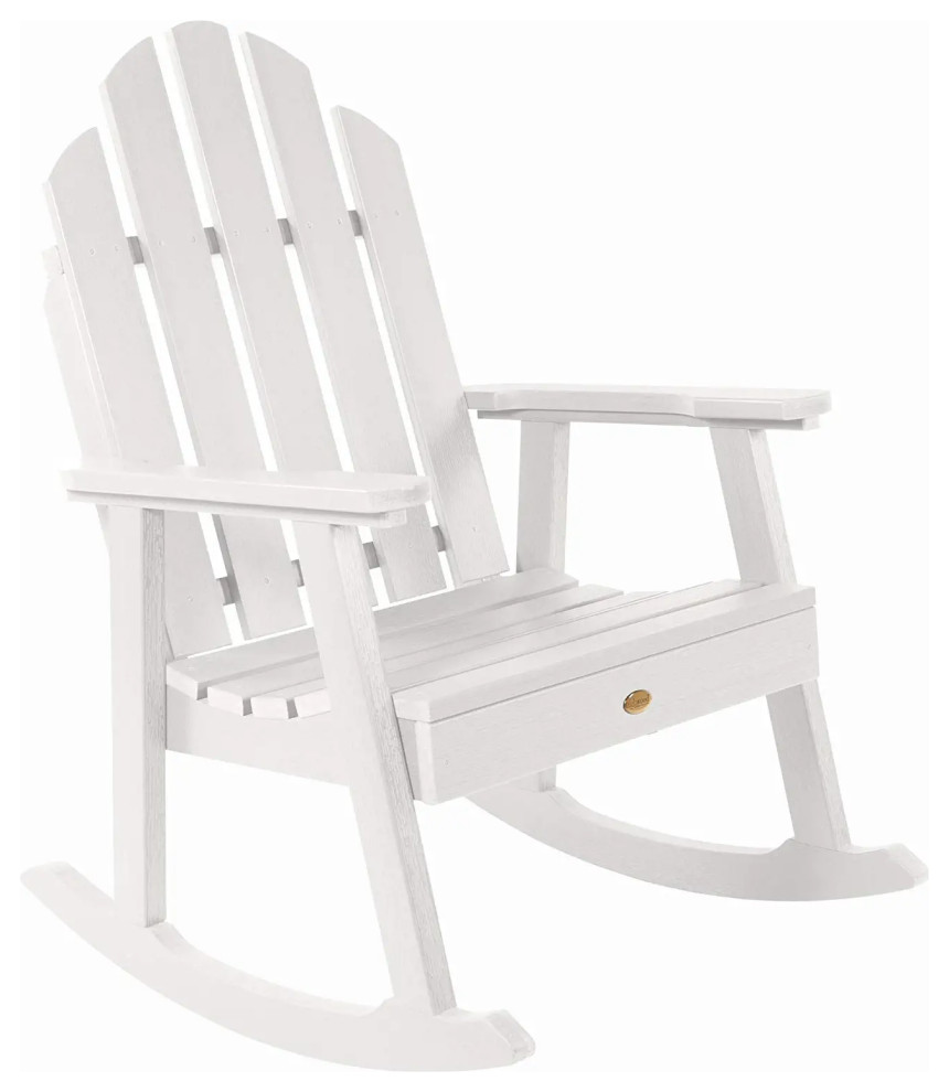 Patio Rocking Chair  Weatherproof Construction  ampSlatted Seat   Beach Style   Outdoor Rocking Chairs   by Decor Love  Houzz