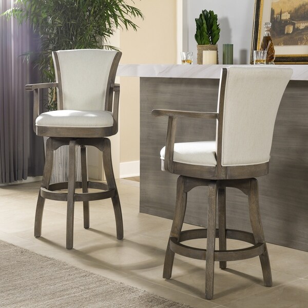 Williams Oak Wood Swivel Bar Stool and Counter Stool with Armrests