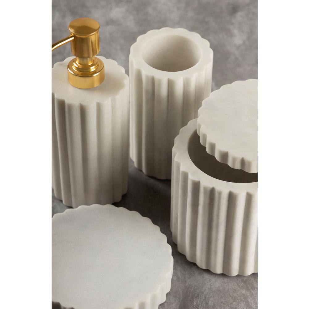 GAURI KOHLI Roksana 4 Pieces White Marble Bath Accessories Set GK51102