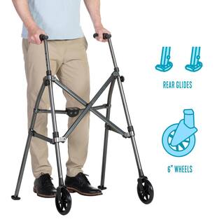 Stander Space Saver Walker Short Lightweight Junior Folding Walker for Seniors and Adults in Regal Rose 4220-R