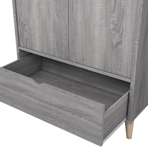 DH BASIC Minimalist Distressed Grey Wardrobe Armoire by Denhour - - 20931695