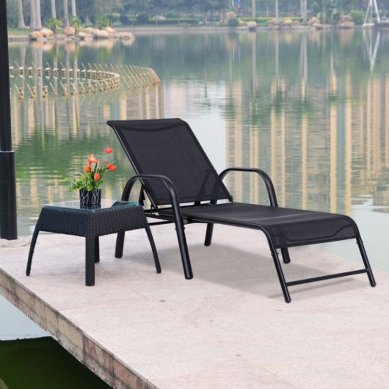 Set Of 2 Patio Adjustable Recliner Lounge Chairs