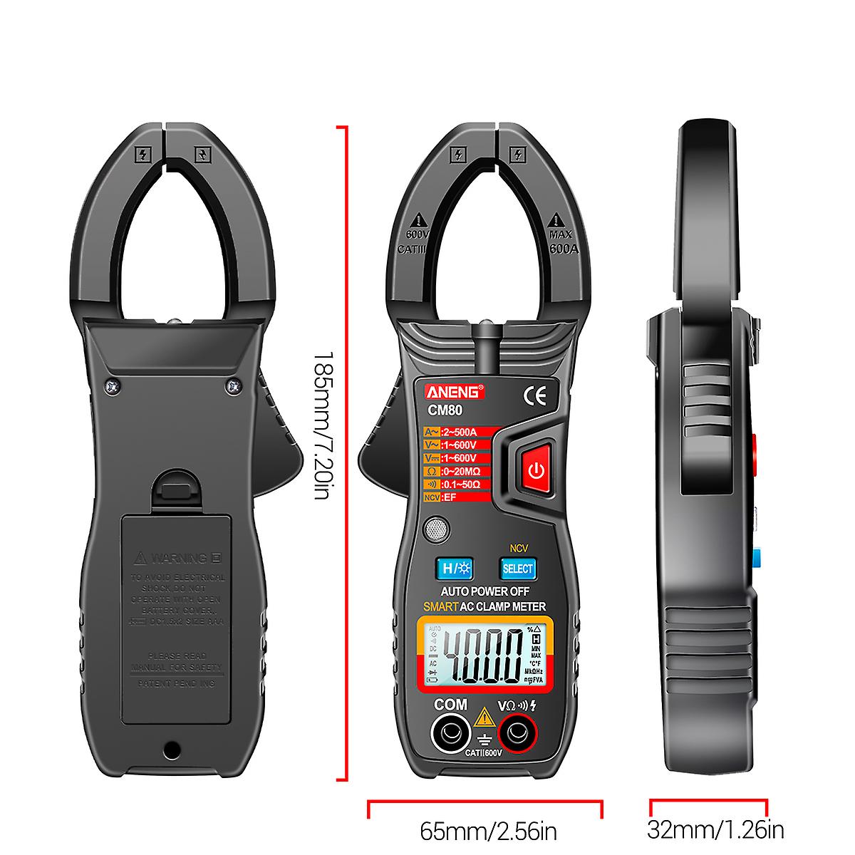 Aneng Cm80 Clamp Meter Clamp Type Multimeter 4000 Counts Auto Range Voltmeter 500a Ac Ammeter Resistance Meter With Flashlight No.211456