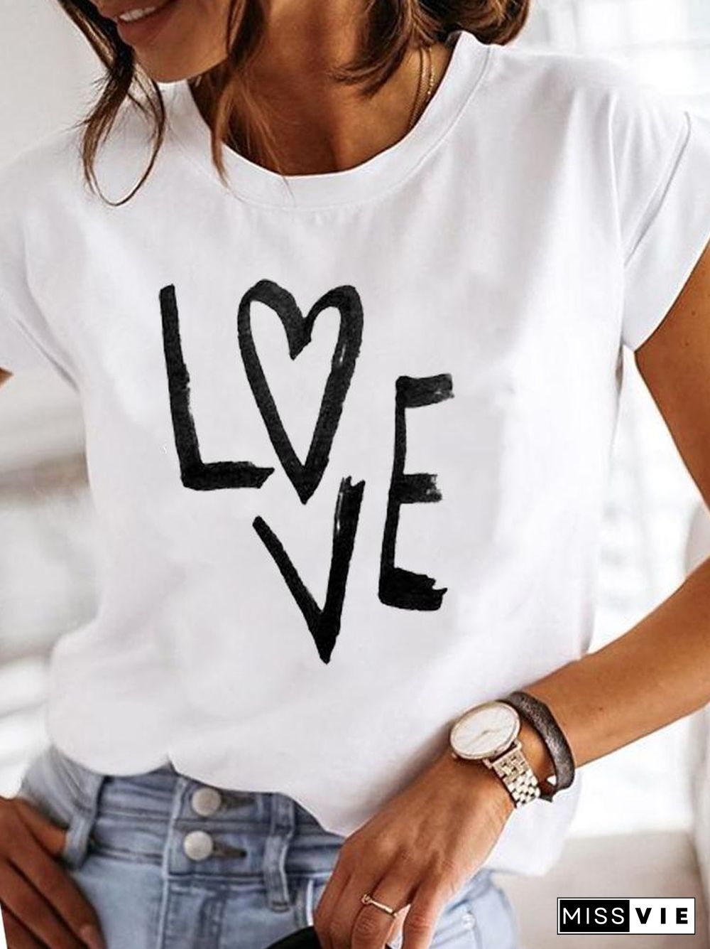 Clothes Ladies Summer T Clothing Print Fashion Casual T-Shirts Letter 90S Trend Cute Short Sleeve Women Female Graphic Tee