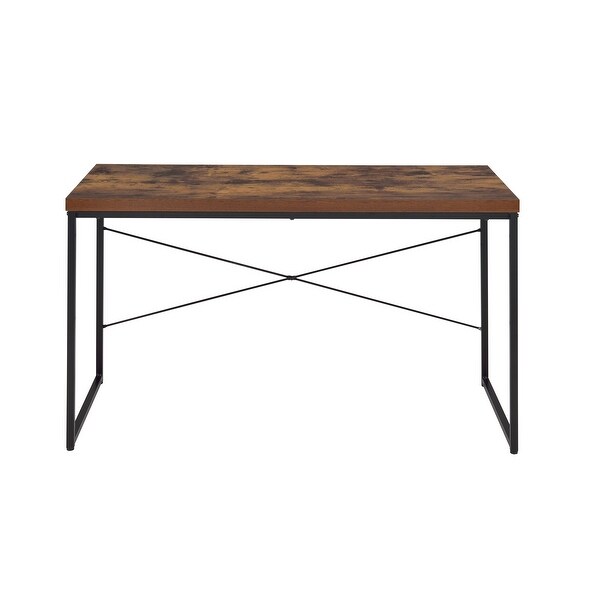 Bob Console Table in Weathered Oak and Black Finish with Back X Support and weathered oak tabel top for Living Room