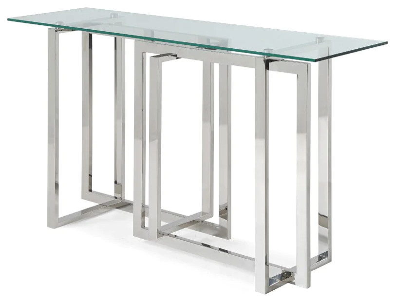 Lian Modern Glass  ampStainless Steel Console Table   Contemporary   Console Tables   by V.S.D Furniture  Houzz