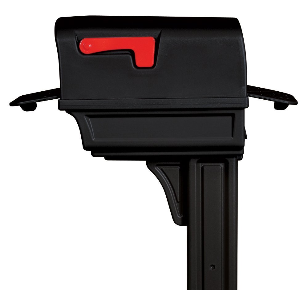 Gibraltar Mailboxes Gentry All-in-One， Large， Plastic， Mailbox and Post Combo， Black， GGC1B0000