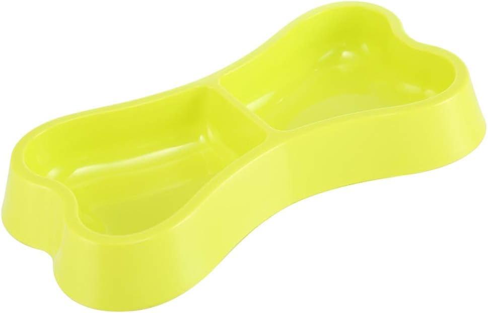 Bone Shape Pet Dog Double Bowls， Portable Puppy Water Food Feeder， Plastic Skid-proof Pet Feeding Bowl For Cats And Dogs (green) Green -